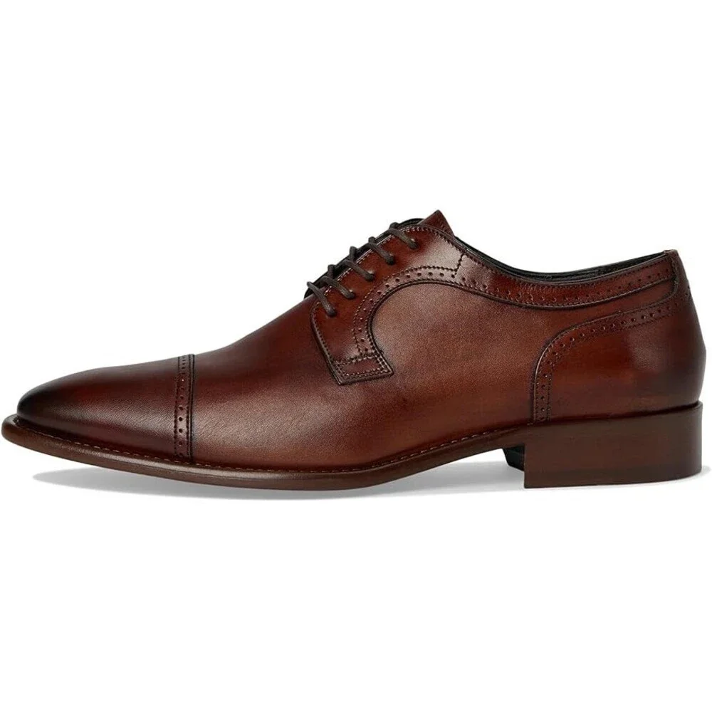 Johnston & Murphy Cormac Oxford Mens 11 Brown Leather Cap Toe Dress Shoes VER401